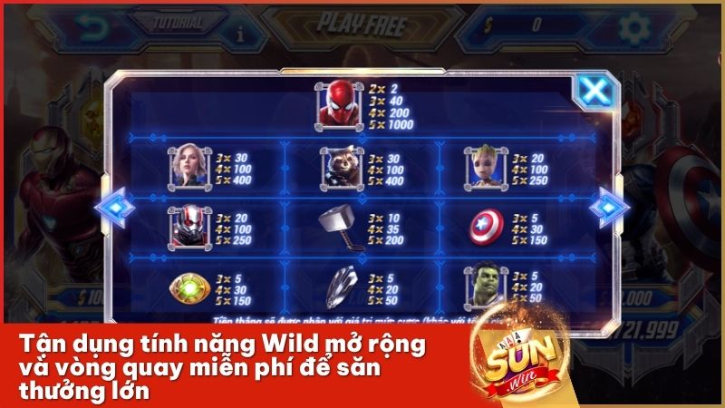 Kích hoạt găng tay vô cực để mở khóa kho báu khổng lồ trong game nổ hũ Avengers