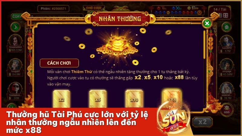Tính năng nhân thưởng Thiềm Thừ giúp game thủ gia tăng lợi nhuận nhanh chóng